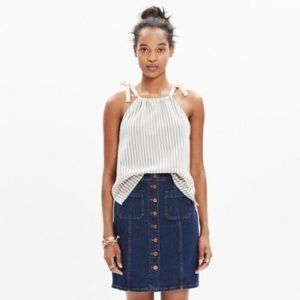 Madewell Tempo Tie-Shoulder Gray/White Striped Top